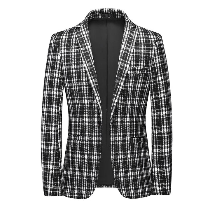 Tailored Fit Notched Lapel Single Breasted One-button Checked Men&