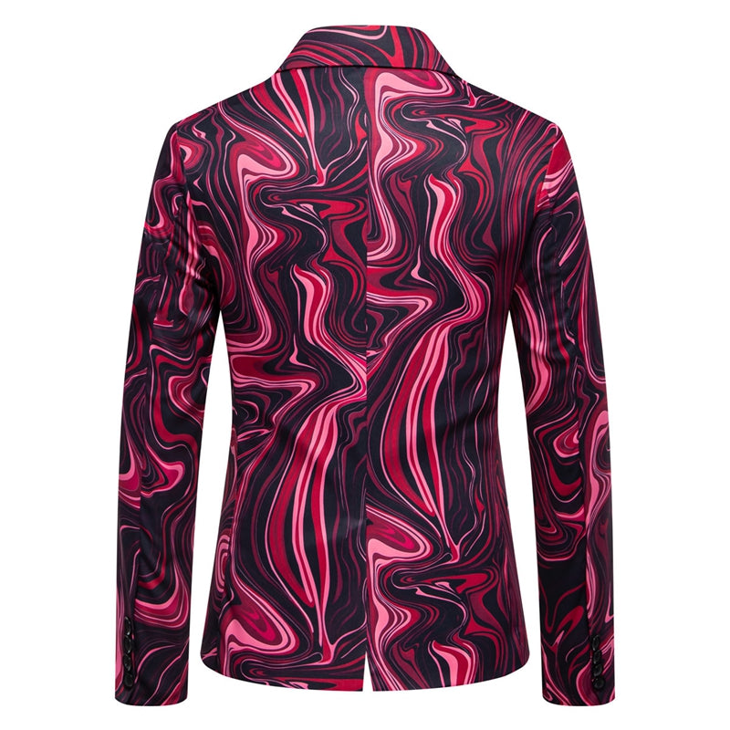 Tailored Fit Notch Single Breasted One-button Printed Wave Men&