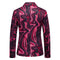 Tailored Fit Notch Single Breasted One-button Printed Wave Men's Jacket