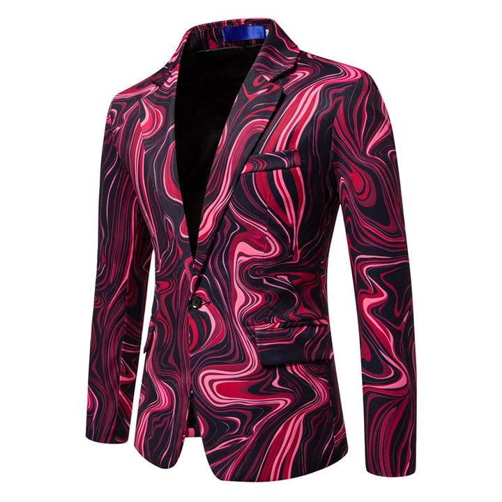 Tailored Fit Notch Single Breasted One-button Printed Wave Men&