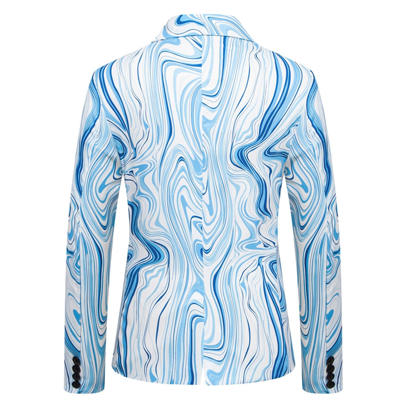 Tailored Fit Notch Single Breasted One-button Printed Wave Men&