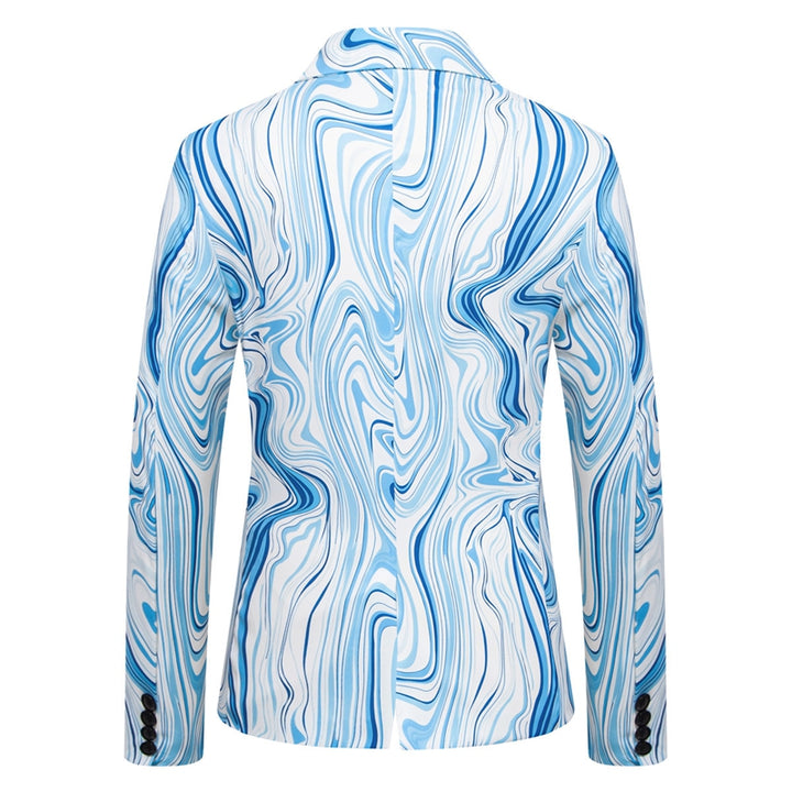Tailored Fit Notch Single Breasted One-button Printed Wave Men&