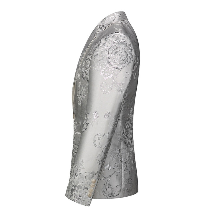 Tailored Fit Notched Lapel Single Breasted One-button Printed Men&