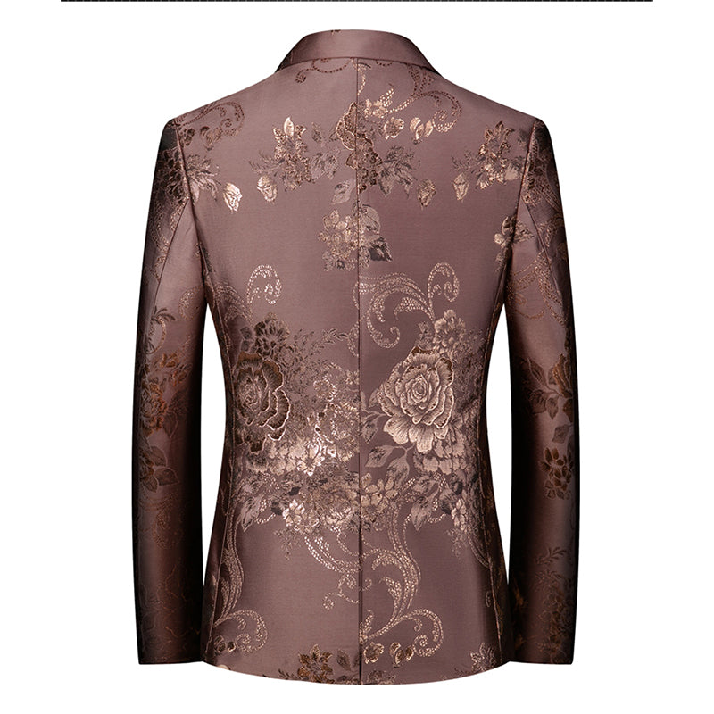 Tailored Fit Notched Lapel Single Breasted One-button Printed Men&
