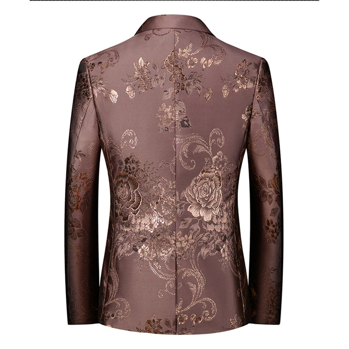 Tailored Fit Notched Lapel Single Breasted One-button Printed Men&