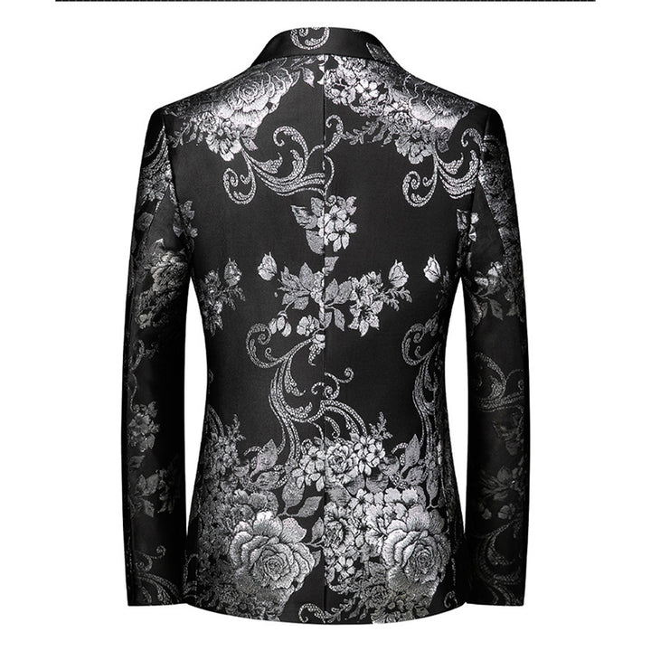 Tailored Fit Notched Lapel Single Breasted One-button Printed Men&