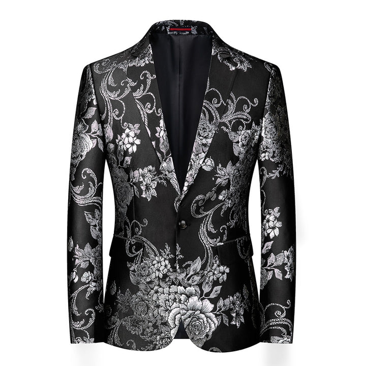 Tailored Fit Notched Lapel Single Breasted One-button Printed Men&