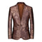Tailored Fit Notched Lapel Single Breasted One-button Printed Men's Elegant Jacket