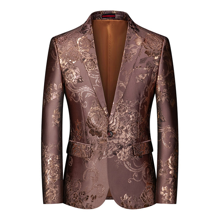 Tailored Fit Notched Lapel Single Breasted One-button Printed Men&