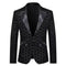 Tailored Fit Peaked Lapel Single Breasted One-Button Sequin Men's Party Jacket