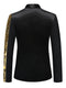 Tailored Fit Notched Lapel Single Breasted One-Button Men's Party Jacket with Sequins