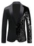 Tailored Fit Notched Lapel Single Breasted One-Button Men's Party Jacket with Sequins