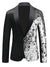 Tailored Fit Notched Lapel Single Breasted One-Button Men's Party Jacket with Sequins