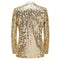 Tailored Fit Shawl Lapel Single Breasted One-Button Men's Party Jacket with Sequins Appliques