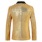 Tailored Fit Peaked Lapel Single Breasted One-Button Sequin Men's Party Jacket with Pockets