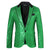 Tailored Fit Peaked Lapel Single Breasted One-Button Sequin Men's Party Jacket with Pockets