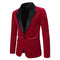 Tailored Fit Peaked Lapel Single Breasted One-Button Diamond Pattern Men's Party Jacket