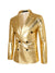 Tailored Fit Peaked Lapel Double Breasted Six-Button Metallic Men's Party Jacket