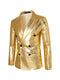 Tailored Fit Peaked Lapel Double Breasted Six-Button Metallic Men's Party Jacket