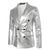 Tailored Fit Peaked Lapel Double Breasted Six-Button Metallic Men's Party Jacket