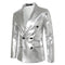 Tailored Fit Peaked Lapel Double Breasted Six-Button Metallic Men's Party Jacket