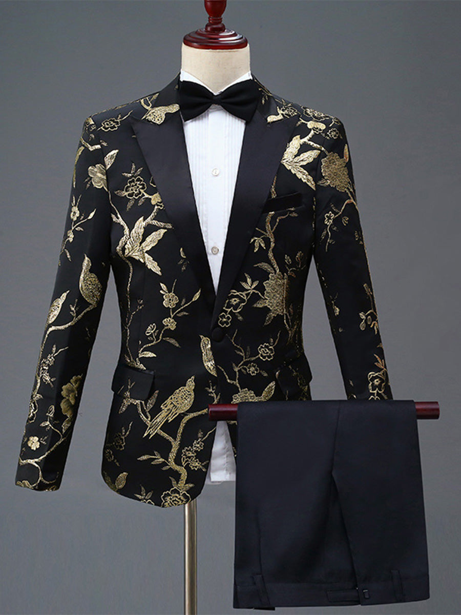 Tailored Fit Peaked Lapel Single Breasted One-Button 2 Pieces Men&