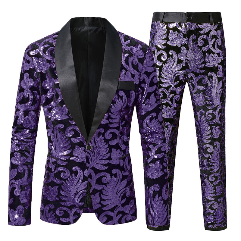Tailored Fit Shawl Lapel Single Breasted One-Button 2 Piece Men&