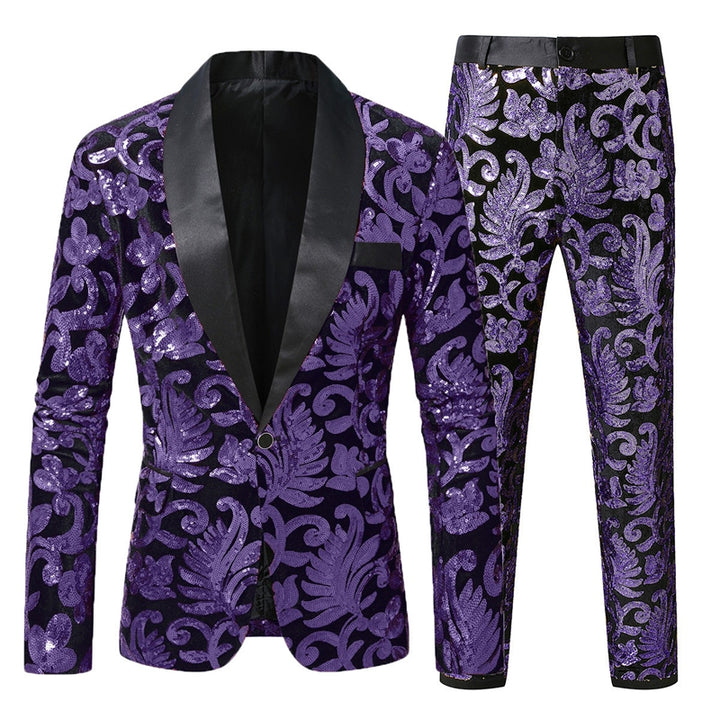 Tailored Fit Shawl Lapel Single Breasted One-Button 2 Piece Men&