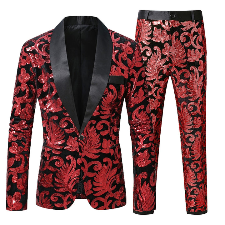 Tailored Fit Shawl Lapel Single Breasted One-Button 2 Piece Men&