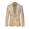 Tailored Fit Notched Lapel Single Breasted One-Button Sequin 2 Piece Men's Party Suits