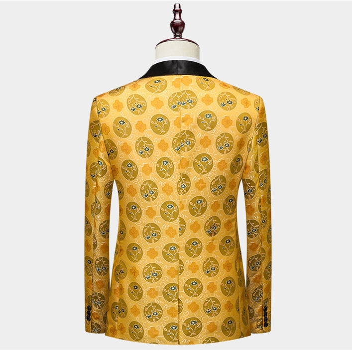 Tailored Fit Shawl Lapel Single Breasted One-Button Embroidery 2 Piece Men&