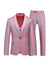 Tailored Fit Notched Lapel Single Breasted One-Button Grid 3 Piece Men's Party Suits