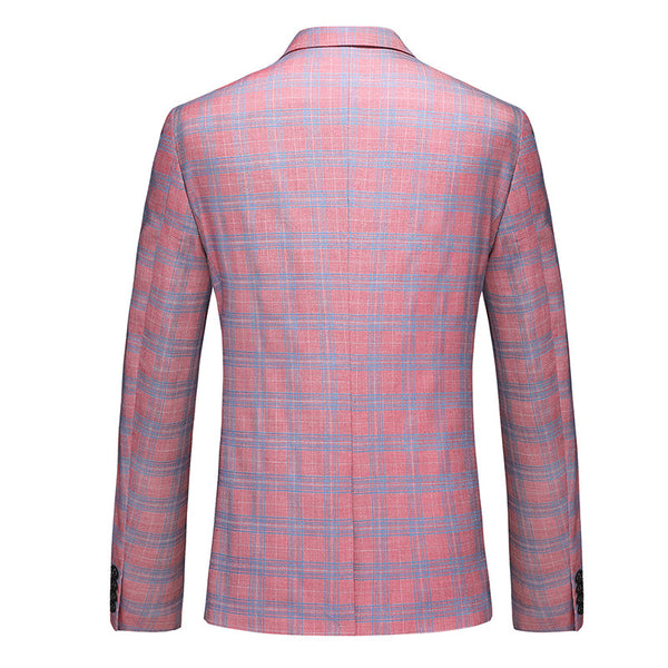 Tailored Fit Notched Lapel Single Breasted One-Button Grid 3 Piece Men's Party Suits
