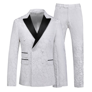 Tailored Fit Peaked Lapel Double Breasted Six-Buttons 2 Piece Men's Party Suits