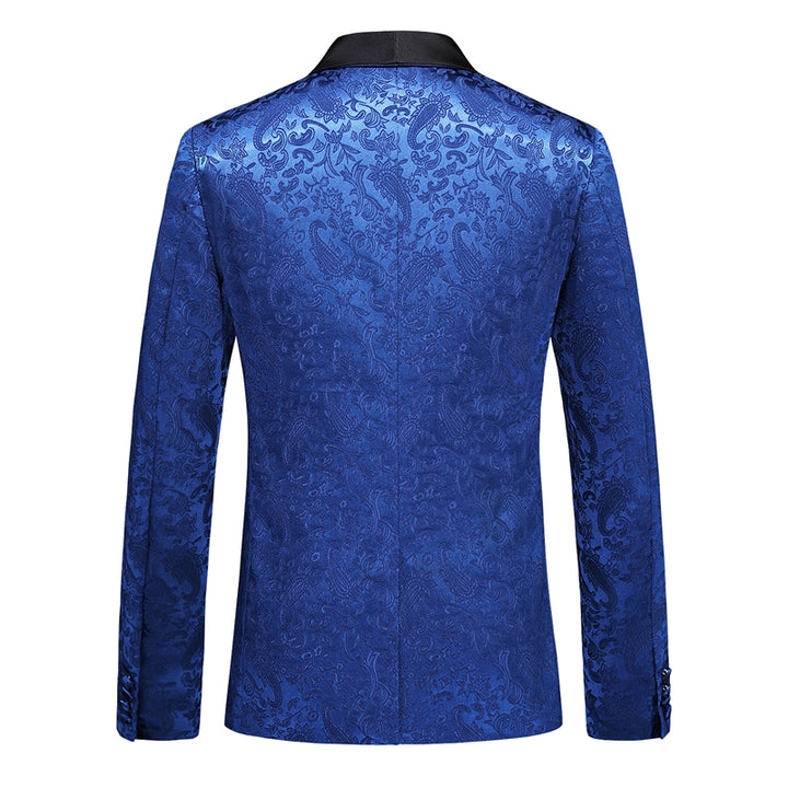 Tailored Fit Shawl Lapel Single Breasted One-Button Jacquard 2 Piece Men&