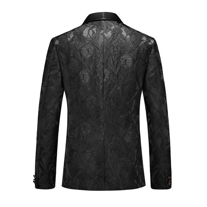 Tailored Fit Shawl Lapel Single Breasted One-Button Jacquard 2 Piece Men&