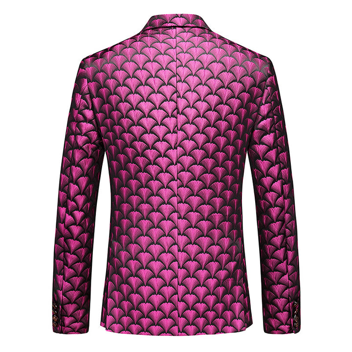 Tailored Fit Peaked Lapel Single Breasted One-Button Embroidery 2 Piece Men&