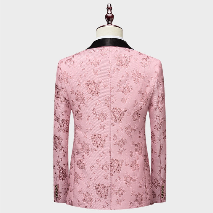 Tailored Fit Shawl Lapel Single Breasted One-Button Floral 2 Piece Men&