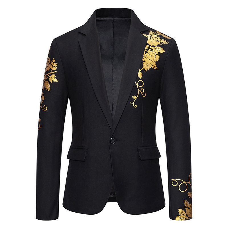 Tailored Fit Notched Lapel Single Breasted One-Button Floral Printed Men&