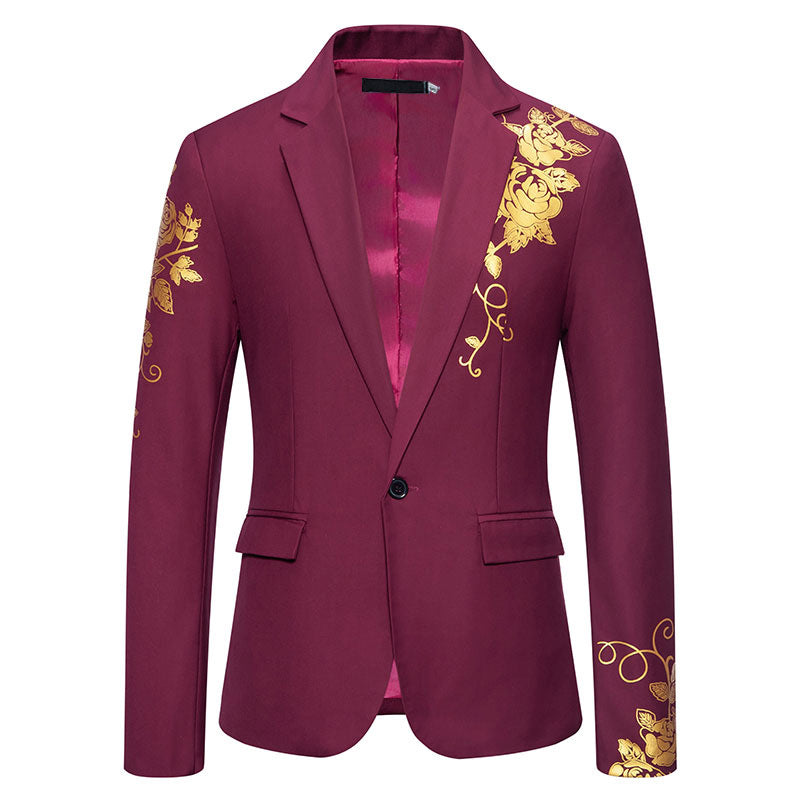 Tailored Fit Notched Lapel Single Breasted One-Button Floral Printed Men&