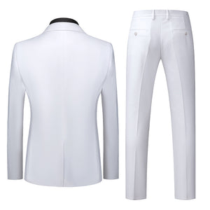 Tailored Fit Notched Lapel Single Breasted Two-Buttons 3 Piece Men's Party Suits