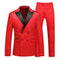 Tailored Fit Peaked Lapel Double Breasted Six-Buttons Jacquard 2 Piece Men's Party Suits