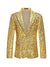 Tailored Fit Notched Lapel Single Breasted One-Button Men's Party Jacket With Sequins