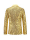 Tailored Fit Notched Lapel Single Breasted One-Button Men's Party Jacket With Sequins
