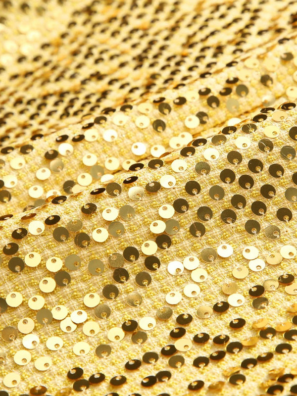 Tailored Fit Notched Lapel Single Breasted One-Button Men's Party Jacket With Sequins