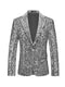 Tailored Fit Notched Lapel Single Breasted One-Button Men's Party Jacket With Sequins