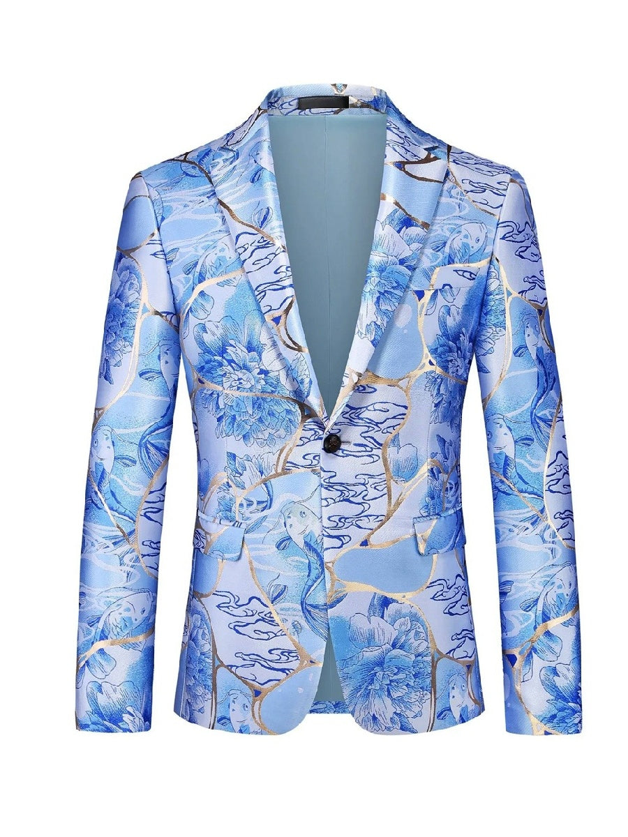 Tailored Fit Notched Lapel Single Breasted One-Button Printed Men&