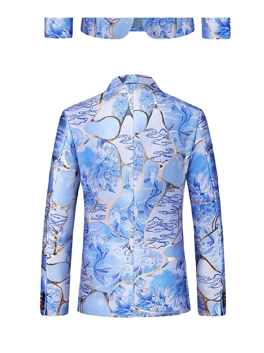Tailored Fit Notched Lapel Single Breasted One-Button Printed Men&