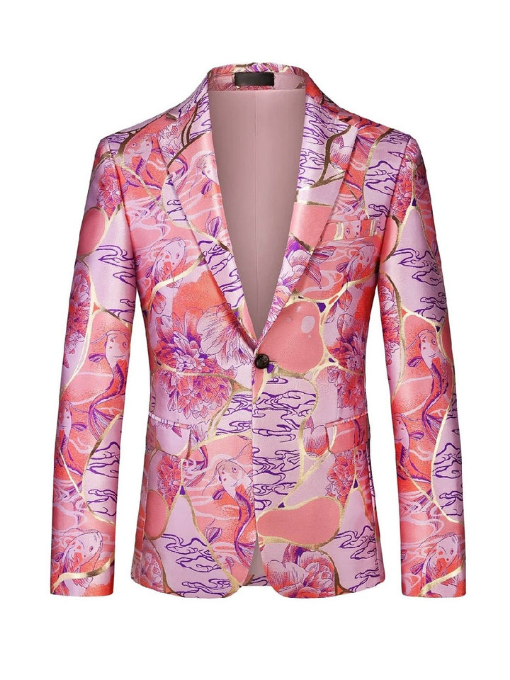 Tailored Fit Notched Lapel Single Breasted One-Button Printed Men&
