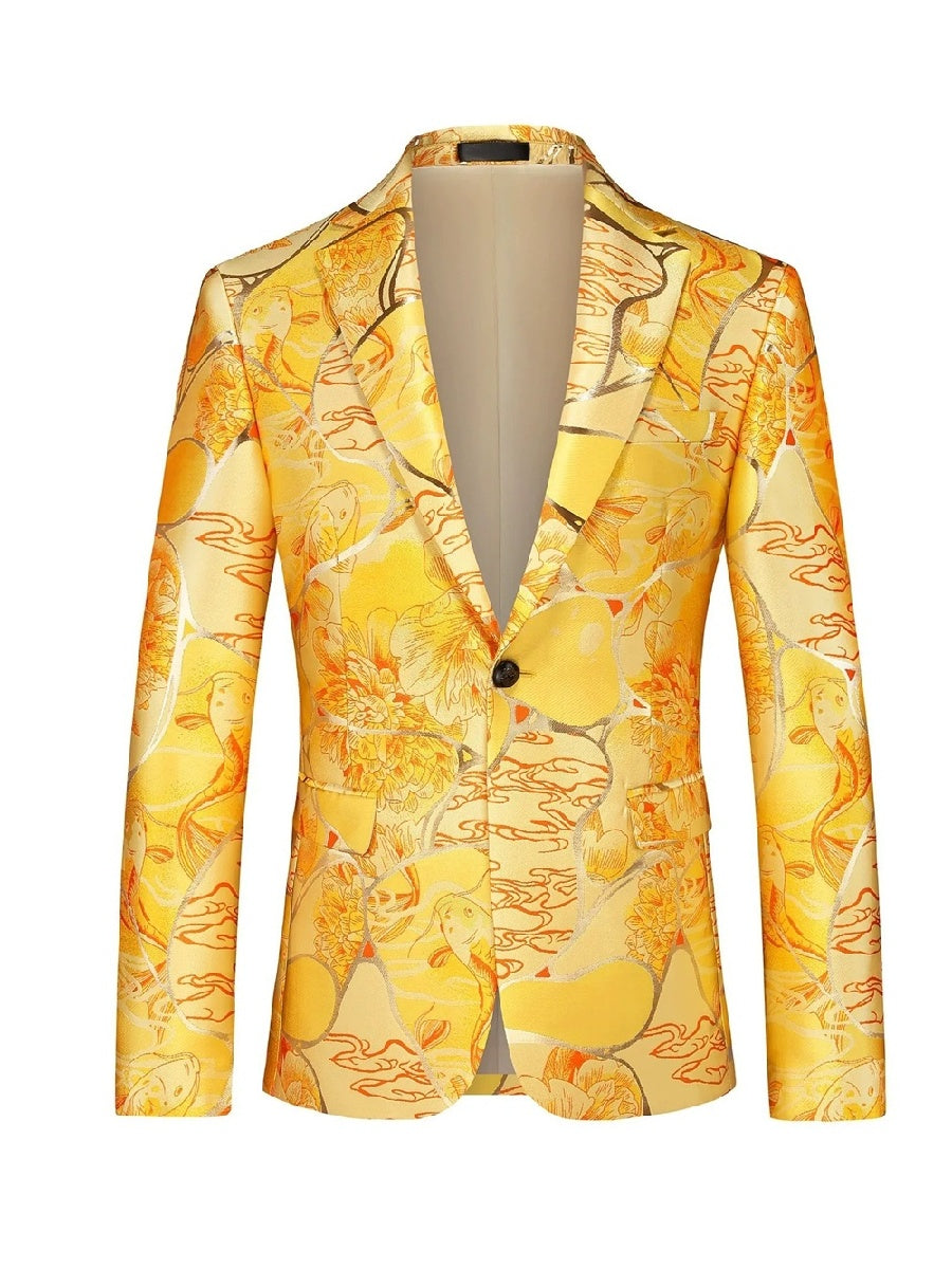 Tailored Fit Notched Lapel Single Breasted One-Button Printed Men&